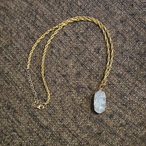 Vintage Gold Tone Druzy Geode Gemstone Crystal Necklace 💫 Boho